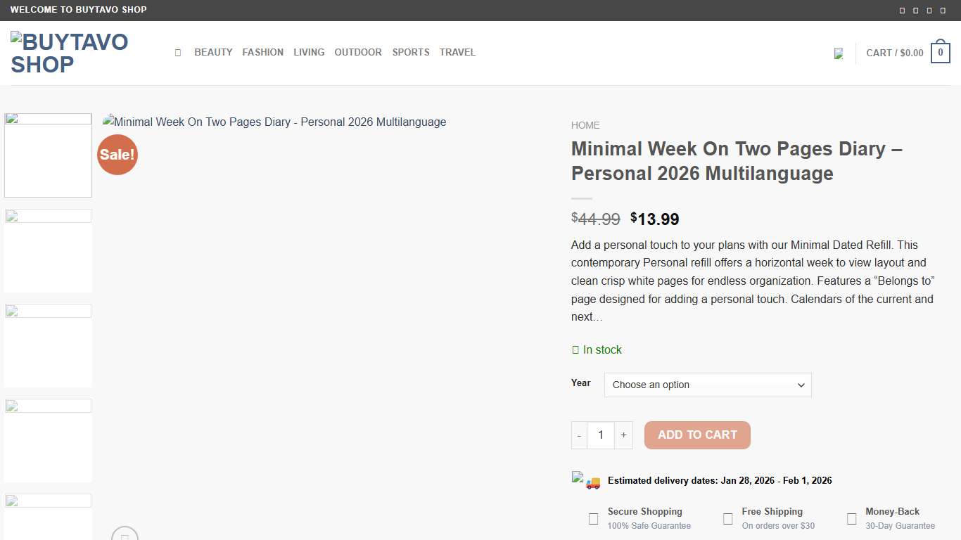 Minimal Week On Two Pages Diary – Personal 2026 Multilanguage – BUYTAVO SHOP